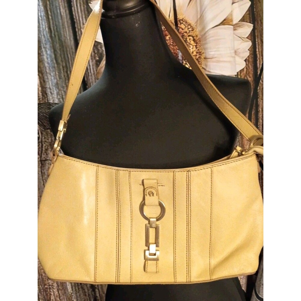 Vintage Etienne Aigner Beige Leather Shoulder Handbag Purse